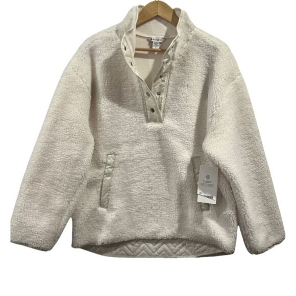 Athleta Magnolia white Cozy 3/4 snap Sherpa Size L - Picture 6 of 14